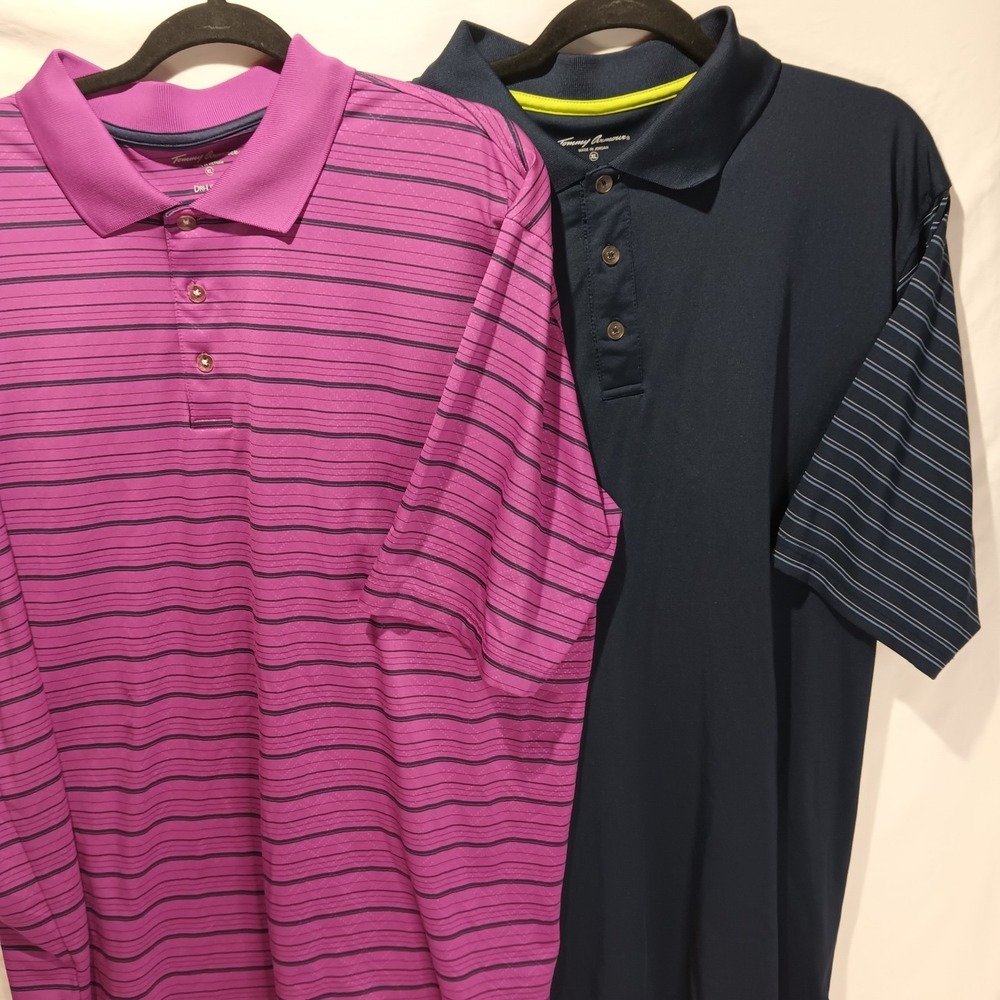 2 Tommy Armour Dri-logic XL Polo Shirts. Golf Shirt. Pink And Navy. Lot.